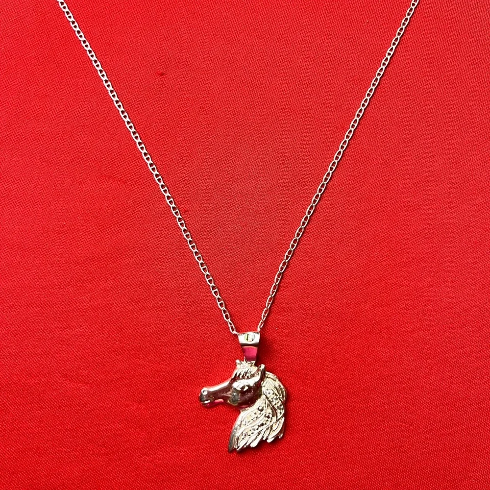 925 strling Silver‎ Horse Pendant Necklace for Kids